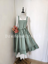 Load image into Gallery viewer, sage Green linen cooking aprons with pockets