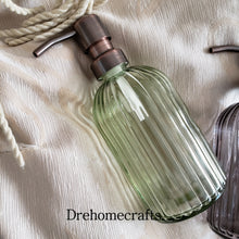 Lade das Bild in den Galerie-Viewer, Decorative Glass soap dispenser set with metal pumps with tray for kitchen sink | bathroom