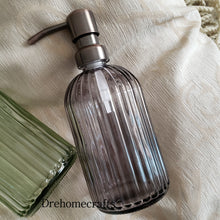 Lade das Bild in den Galerie-Viewer, Decorative Glass soap dispenser set with metal pumps with tray for kitchen sink | bathroom