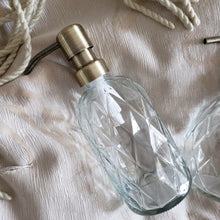 Lade das Bild in den Galerie-Viewer, Decorative Glass soap dispenser set with metal pumps with tray for kitchen sink | bathroom