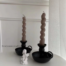 Load image into Gallery viewer, Old fashioned vintage metal black taper candle sticks holders with handle set of 3