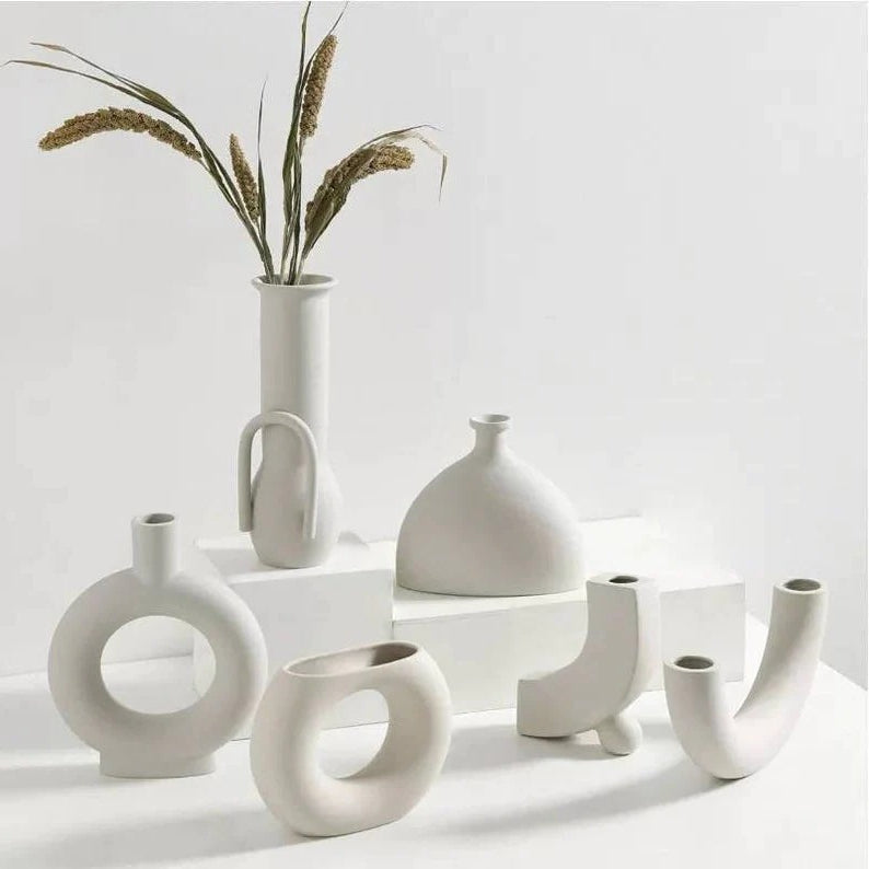 Handmade Ceramic Vase White and Off-white Bohemian Natural home