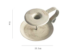 Charger l&#39;image dans la galerie, Bougeoir conique, bougeoir conique en spirale, fer métallique, bougeoir, blanc, vintage, bougeoir avec poignée, avec bol
