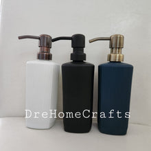 Charger l&#39;image dans la galerie, ceramic matte white | blue | black soap dispenser bottle and pump set with tray for kitchen sink or bathroom
