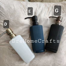 Load image into Gallery viewer, Ceramic matte white, blue, black soap dispenser set for kitchen sink or bathroom
