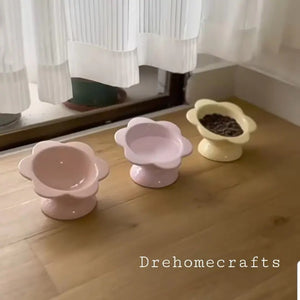 Raised pet food bowl , Elevated cute cat feeding bowl , dog feeding bowl Ceramic , raised cat food bowl , dog food bowl