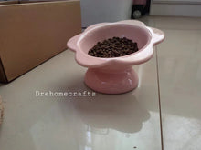 Load image into Gallery viewer, Raised pet food bowl , Elevated cute cat feeding bowl , dog feeding bowl Ceramic , raised cat food bowl , dog food bowl
