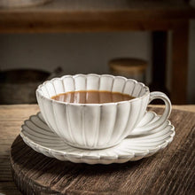 Load image into Gallery viewer, Vintage style coffee or tea cup and saucer set floral edge

