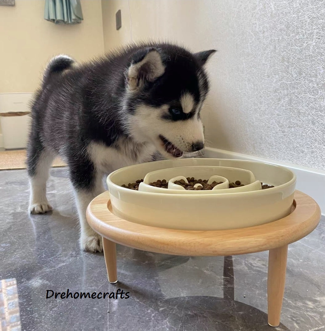 Large Elevated Ceramic Slow Feeder Dog Bowl, Dog Feeder Dog Food