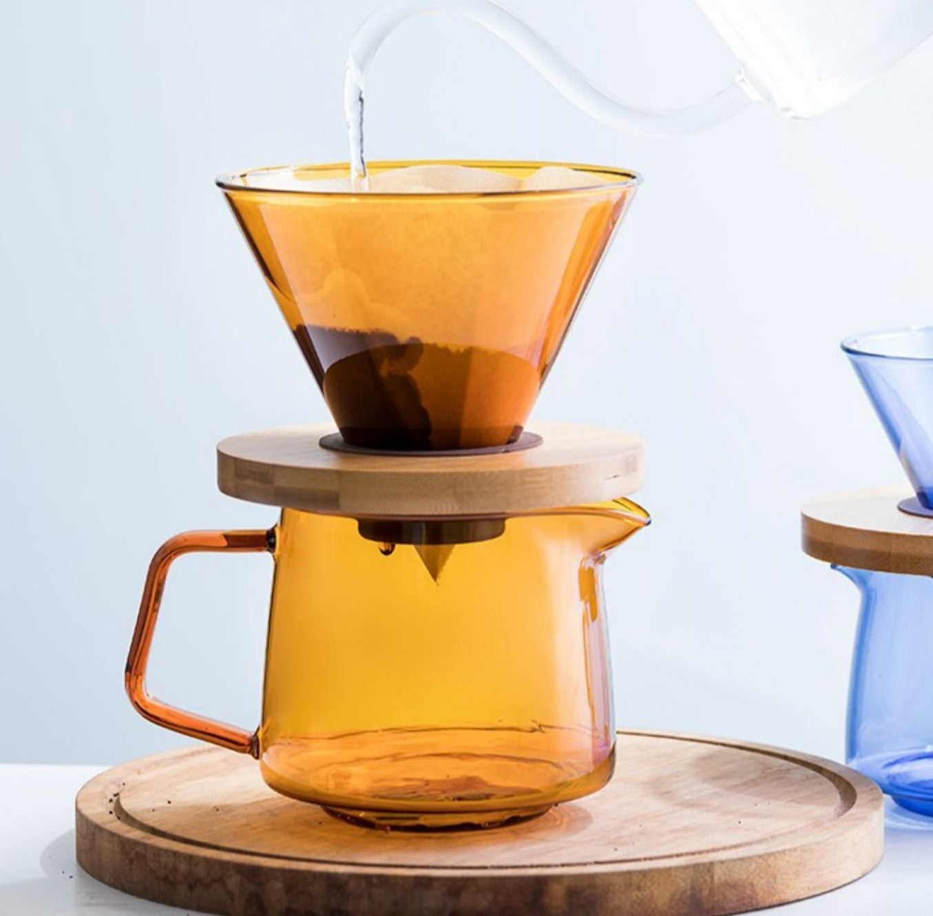 Colorful Glass Coffee Pour Over coffee Dripper pot Slow Coffee