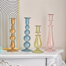 Load image into Gallery viewer, Colorful Glass candle holder , glass vase , candlesticks holder , wedding décor , party décor , Christmas ornaments , Christmas decor , holiday
