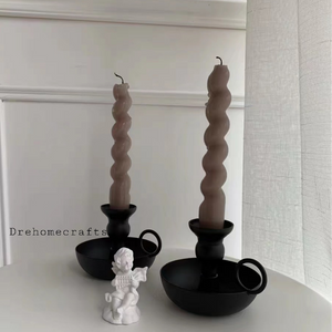 Taper candle holder , spiral taper candle holder , metal , candle holder , black , candle holder with handle , with bowl