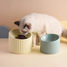 Load image into Gallery viewer, Tilted cat bowl , dog food bowl , feeding bowl , cat dish , feeder , ceramic , water bowl , decorative
