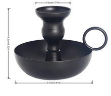 Load image into Gallery viewer, Taper candle holder , spiral taper candle holder , metal , candle holder , black , candle holder with handle , with bowl
