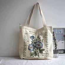 Canvas tote bag flower print, Simple Floral canvas tote bag with zippe –  DreHomeCrafts