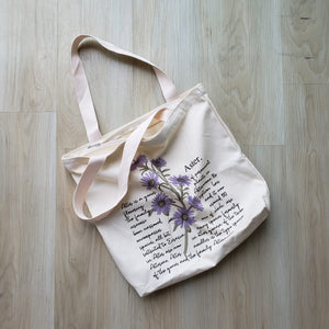 Canvas tote bag Purple flower print, Simple Floral canvas tote bag