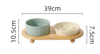 Small elevated ceramic slow feeder , small dog feeder puppies food Bow –  DreHomeCrafts