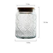 Load image into Gallery viewer, Floral style Glass jar with wood lid , air-tight glass jar
