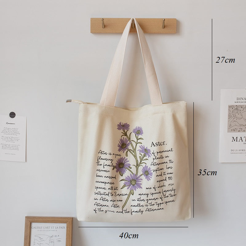 Personalized Name Purple Floral Cotton Canvas Tote Bag – The