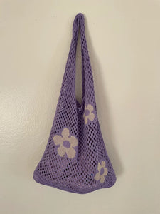 Sac au crochet à motif floral, sac à tricoter, sac tricoté, pour l'épicerie, sac à provisions, cadeau pour elle